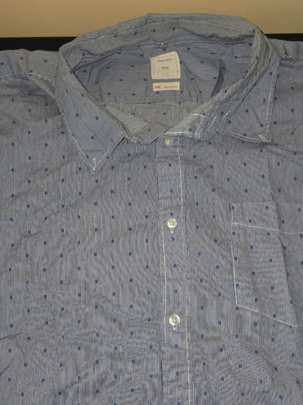 GAP Light Blue Pinstripe Button-Down with Navy Dot Detail